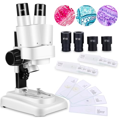Image of Portable Stereo Microscope - 20x-50x Magnification, Wide Angle Eyepieces, Reversible Black /White Table Plate, for Kids 8-12