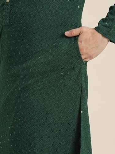 Image of Amazon Brand - Tavasya Men Rayon Blend Embroided Regular Kurta
