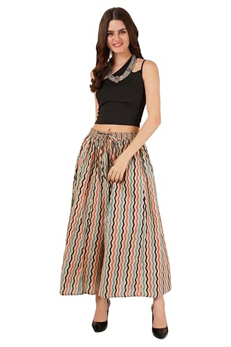 Image of COTLAND Fashions Jaipuri Cotton Printed Flared Palazzo Pants for Women