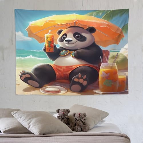 Tenture murale panda tissu deco salon chambre ado tapisserie 150x200cm