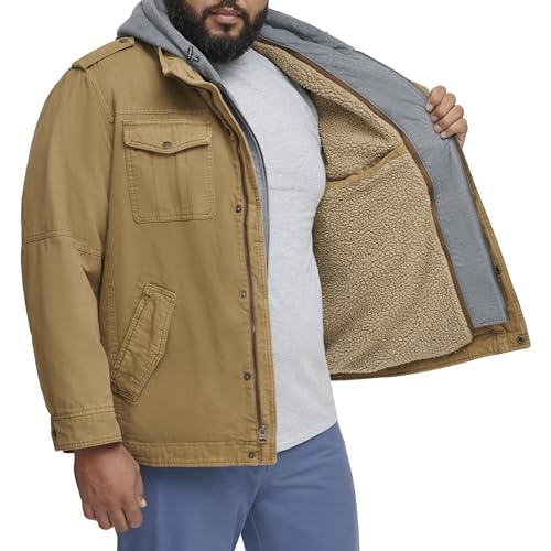 Image of Levi's Men's Washed Cotton Hooded Military Jacket (Regular & Big & Tall Sizes)