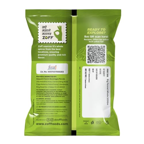 Image of ZOFF Big Fennel Whole - Saunf in Fresh - for Cooking, Digestion & Refreshing Beverages - Extra-Large, Aromatic, 100% Natural - 400g (Pack of 2)