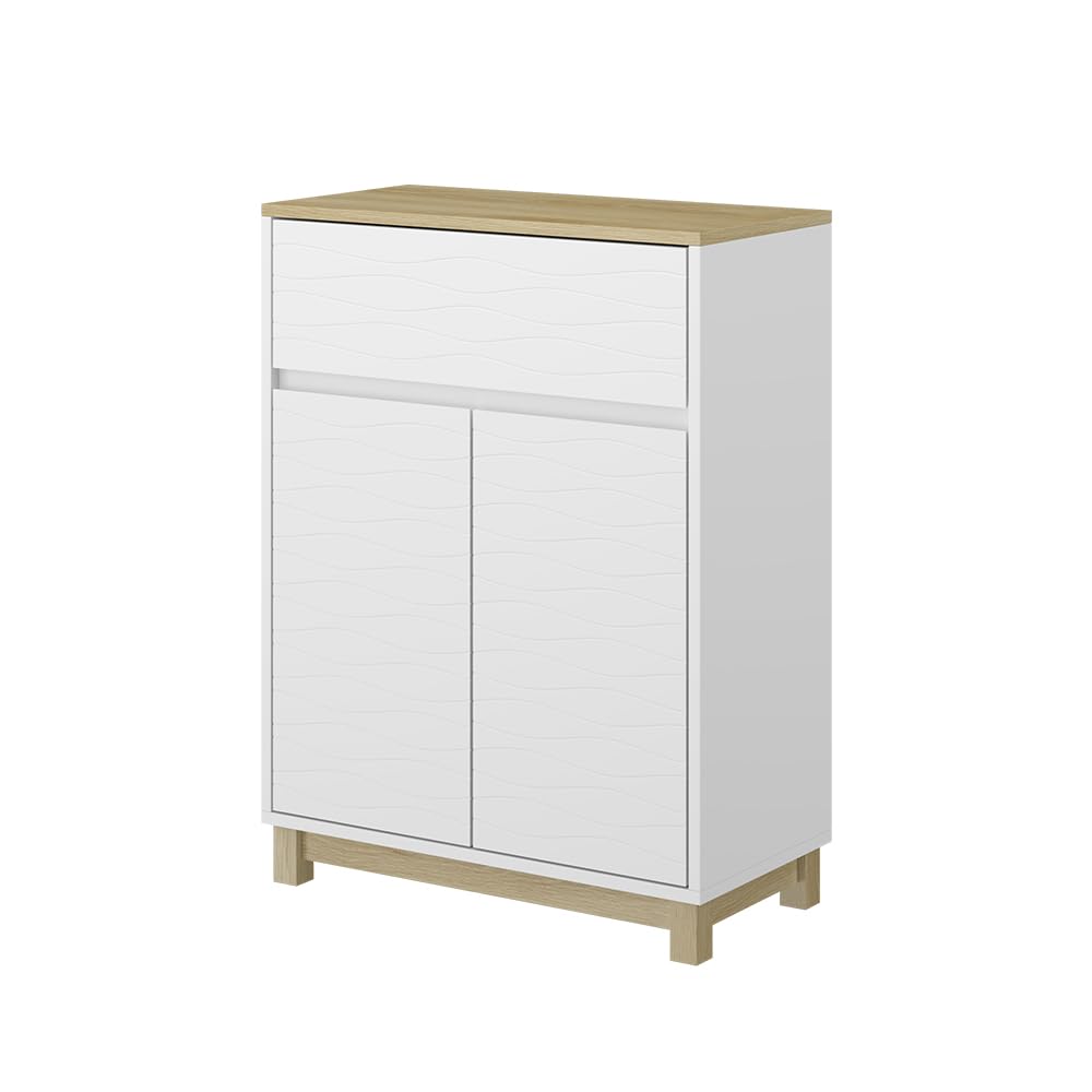 Vicco Armadietti midi Livia, Bianco, 60 x 80 cm con cassetto, per riporre sopra il WC con area scaffale aperta