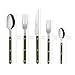 SABRE PARIS - 5-Piece Flatware Set - Bistrot Collection - Knife, Fork, Soup Spoon, Teaspoon & Dessert Fork - Stainless Steel & Nylon - Dishwasher Safe - Fern Green - Brilliant Finish