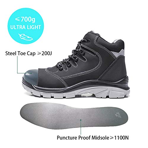 DRKA Men's Steel Toe Work Boots Water Resistant Safety Shoes3