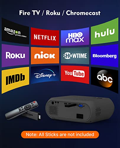 Image of ELEPHAS Mini Projector, Full HD 1080P and 180 inch Display, Portable Home Theater Projector with 50,000 Hours LED Lamp Life, Compatible with USB /HD /SD /AV /VGA Interfaces