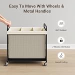 Laundry Hamper 3 Section, 120L Rolling Laundry Sorter with Wheels - Image 5