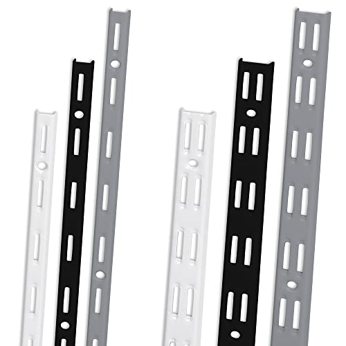 ib style® Lot de 10 Crémaillères | Rail d'étagère pas de 50 mm | simple | 150cm blanc