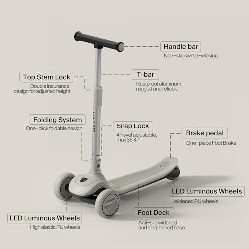 Image of 3 Wheel Scooter for Kids 3-18, 2 Riding Modes,4 Heights, Foldable