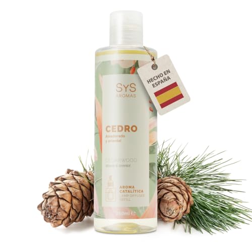 Aroma Lampara Catalitica 250ml Cedro SYS Aromas. Notas amaderadas y orientales con toques de Ambar. para su Uso en lampara catálitica del hogar.