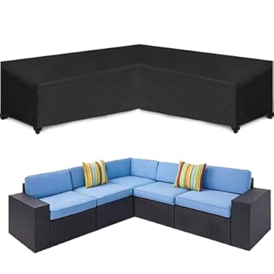 Oslimea Patio V-Shaped Sectional Sofa Cover 85" x 85" 600D Heavy-Duty Patio Furniture Cover Garden Couch Protector for Deck, Lawn and Backyard