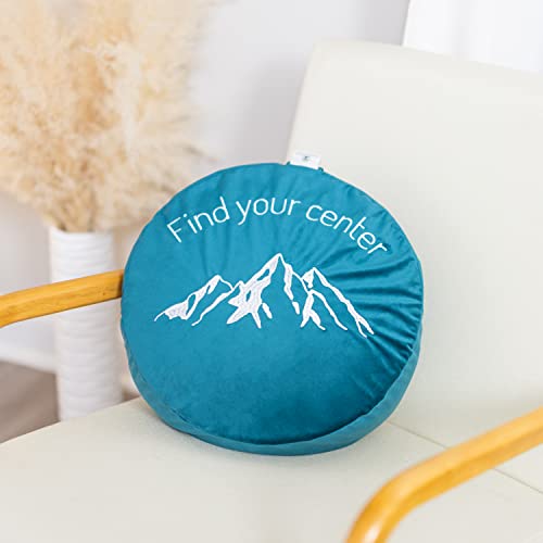Satori Roots Meditation Cushion - Find Your Center Mountain Design - Traditional Thick, Large Floor Pillow, Grounding Seating For Yoga (Tranquil Teal) #TOP7