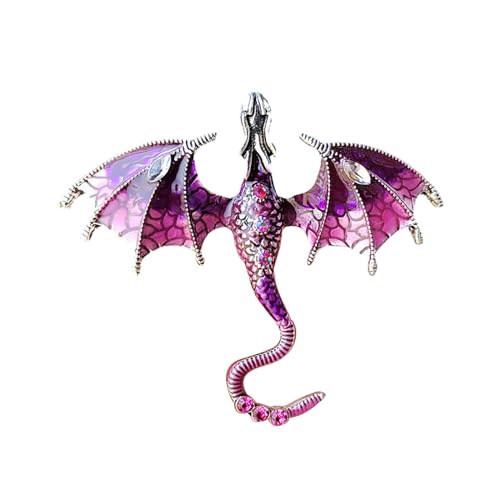 Image of Enamel Dragon Brooch Set With Crystal Animal Pins,Vintage Punk Dragon Animal Brooch Accessories for Men and Women