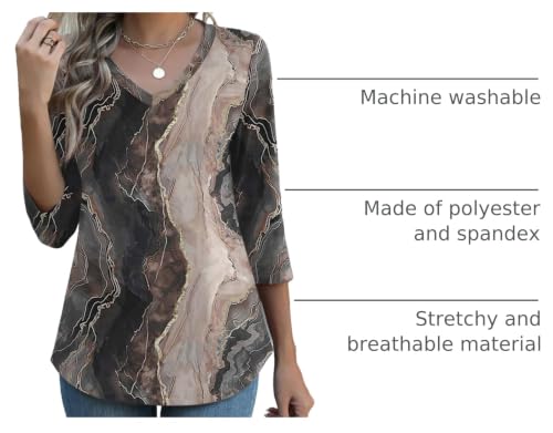 Image of Zeagoo Womens Blouse Casual 3 /4 Length Sleeve V Neck Basic T-Shirts Spring Summer Cute Tunic Tops Business Work Tees