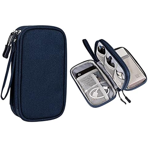 Electronics Accessories Organizer Bag, Travel Cable Organiser Bag, Universal Carry Travel Gadget Bag for Power Bank/Charger/Cable/Wireless Mouse (Navy) Cover