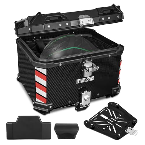 Coffre de moto étanche 45L en aluminium avec double coussin de dossier ergonomique