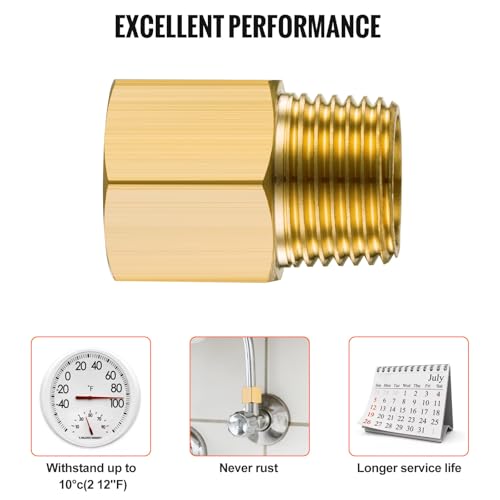 Image of Gsinodrs 2PCS Brass Pipe Fitting, 1 /4 inch Female x 1 /4 inch Male NPT Thread Brass Hex, Adaptor 1200psi High Pressure