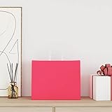 Bolsas de papel de 50 unidades, con asas, color rosa, 32 x 22 x 24 cm, resistentes para estanterías y oficina, alternativa ecológica al plástico, práctico almacenamiento