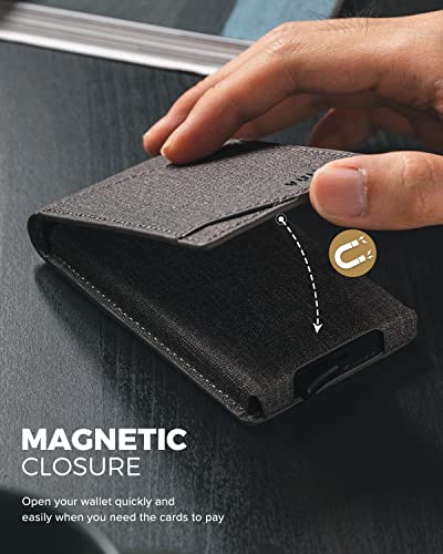 Image of VULKIT Pop Up Wallet for Men, Credit Card Holder Minimalist Slim Bifold Wallets RFID Blocking with Gift Box, Grey, slim, Minimalist