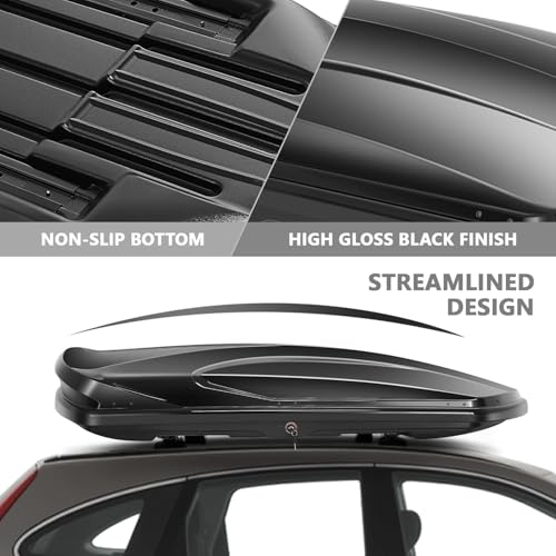 Image of DNA Motoring Rooftop Cargo Lock Box Carrier Lockable Heavy Duty Car Top Storage Case, Capacity 110 Lbs, 72 inch x 30 inch x 12 inch (L x W x H), 13 Cubic Ft.(Glossy Black), PT-ZTL-8326-GSBK