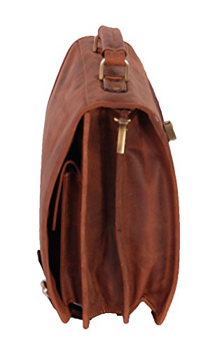 Mens Real Leather Messenger Satchel Organiser Laptop Bag Briefcase Hall Tan4