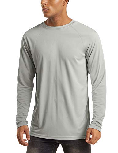 Running Shirts Mens Quick Dry Long Sleeve Shirts UV Shirts for Men Sun Shirts Running Shirts Workout Shirts Grey
