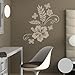 Jintora Adesivo da parete / Decorazione / Adesivo porta " Viticcio di fiori LUNA " 50cm x 37cm grigio chiaro- Bagno Cucina Soggiorno Hotel Casa Scuola