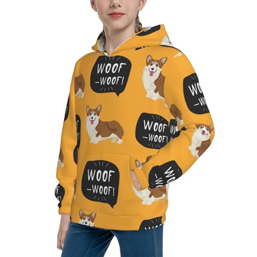 Corgi Kid Hoodies Boys Sweatshirts Girls Pullover with Pocket2