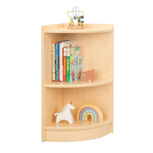 Image of OOOK Wood Corner Cabinet, 2-Tier Toy Organizers and Storage, Montessori Shelf for Kids Room, Playroom, Nursery, Classroom, Kindergarten