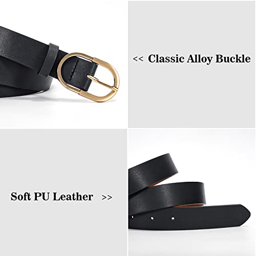 Image of VONMELLI 3 Pack Women's Belts for Jeans Pants Fashion Gold Buckle Ladies Dress Belt