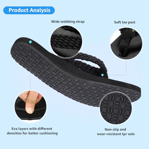 Image of STQ Womens Quick Dry Flip Flops with Yoga Mat Sole丨Arch Support Thong Sandals