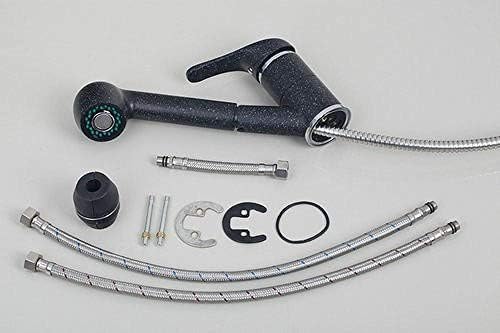 Mitigeur à poignée unique noir mat avec flexible extensible et rotation complète