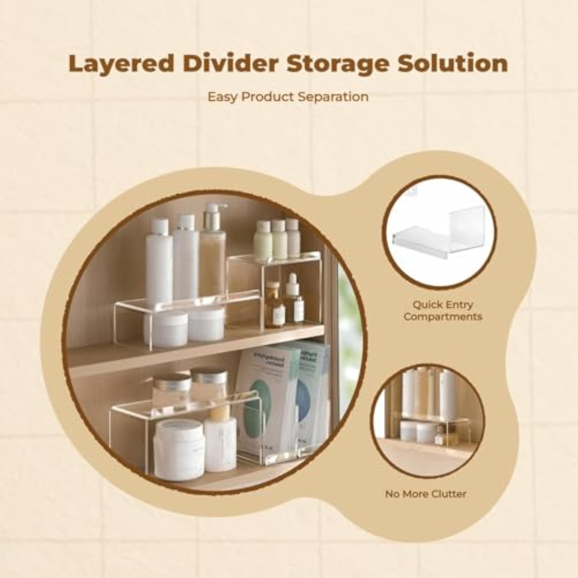 Acrylic Makeup Organizer with Countertop Display