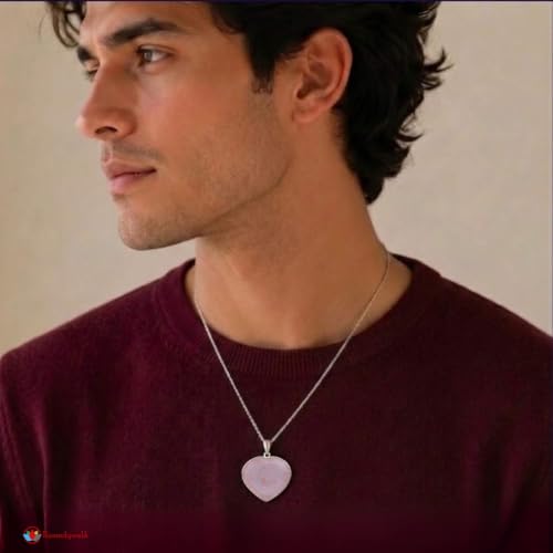 Image of REMEDYWALA Charged Energized Frame Heart Shape Pendant with Metal Chain | Frame Heart Shape Crystal Stone Pendant for Women and Men