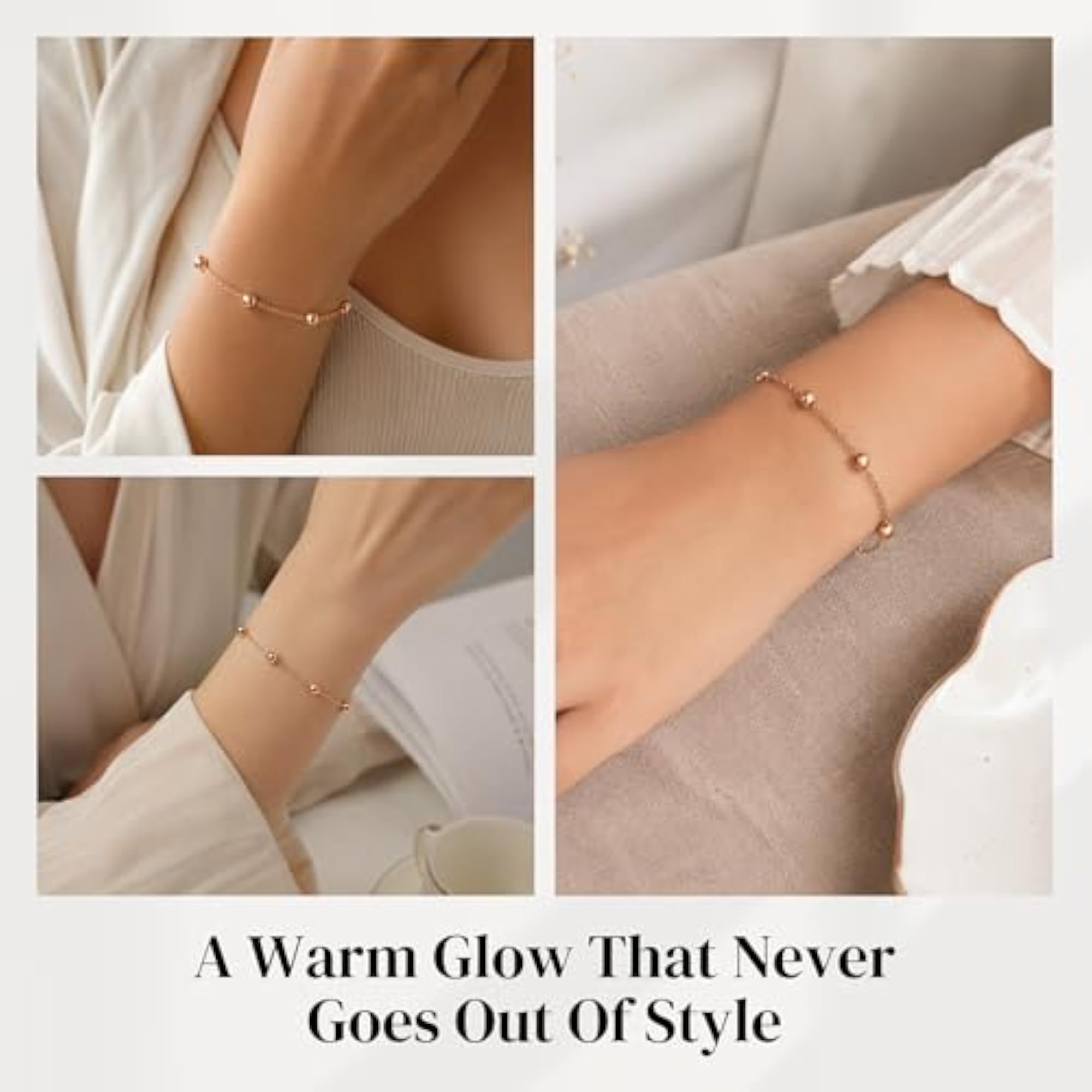 Women's 925 Sterling Silver Rose Plated Ball Bracelet