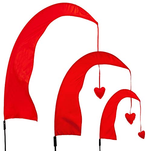 alles-meine.de GmbH Windfahne/Balifahne Farb & Größenwahl XXL - 2,2 Meter - rot - mit Stab/Fahnenstange - UV-beständig & wetterfest - Gartenfahne - Windrichtungsanzeige -..