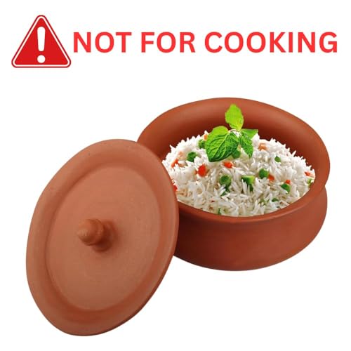 Image of Bhanvi 1000ml Earthen Cooking Clay Curd Pot Making Curd Chach Lassi Dahi Kadai Handi Mitti Ke Bartan Curd Bowl with Lid with Unglazed Clay Pot Serving Use in Oven