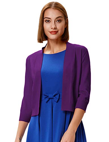Image of GRACE KARIN Women Cardigan Sweaters Lightweight Knit Cropped Cardigans Trendy 3 /4 Sleeve Shrug Bolero S-3XL