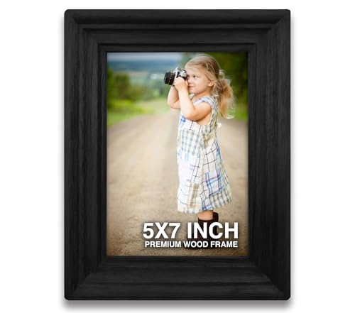 Image of Photo Frame 5x7 inch | Frame for Wall Decoration | Small Frames for Photos | Black Wooden Frame for Wall | Best for Living Room, Bedroom & Office, Gift for Friends (5x7 inch, Black)