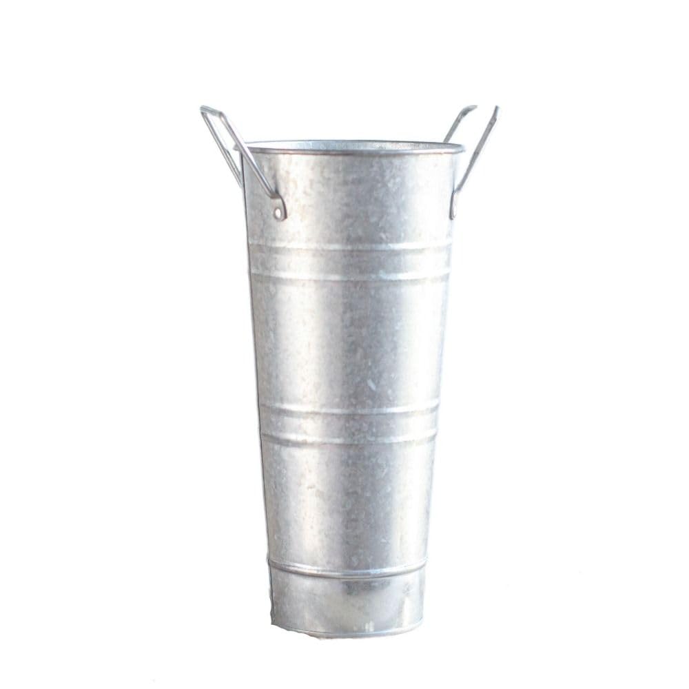 Large Galvanized Metal Vases,Rustic Vases for Flowers, Galvanized Metal Planter,Farmhouse French Flower Bucket Vase(silver)