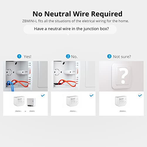 Switches SONOFF ZBMINI-L ZigBee Mini Smart Switch, 2 Way Light Switch, Compatible with Alexa, SmartThings Hub, Philips Hue, Google Home and SONOFF ZBBridge, ZigBee 3.0 Hub Required, No Neutral Wire Required SmartThings Compatible Switches SONOFF ZBMINI-L ZigBee Mini Smart Switch, 2 Way Light Switch, Compatible with Alexa, SmartThings Hub, Philips Hue, Google Home and SONOFF ZBBridge, ZigBee 3.0 Hub Required, No Neutral Wire Required SmartThings Compatible