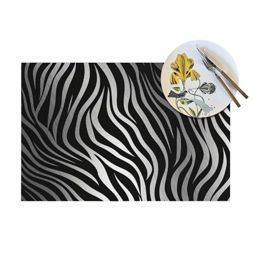 Set de table de qualité supérieure en PVC tissé zèbre chic lavable - 8