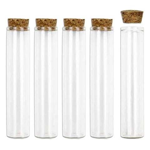 ASTRQLE 10PCS 60ml 2oz Glass Test Tube Bottles Vials Jars Container with Wood Cork Stoppers 120x30mm Cover