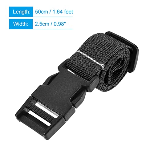 Image of MECCANIXITY Utility Strap with Buckle 1x20 Inch Polyester Quick Release Adjustable Belt for Travel Outdoor Bag Luggage Packing (Black)