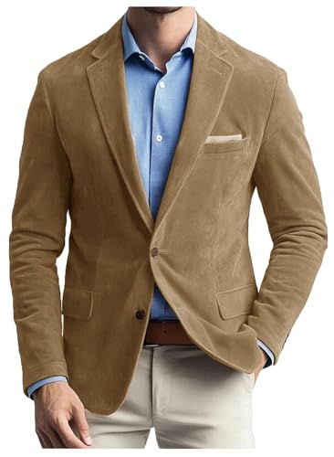 VENNYNG Men's Faux Suede Blazer Jacket Fall Business Attire Party Fashion Casual Sport Coat Western