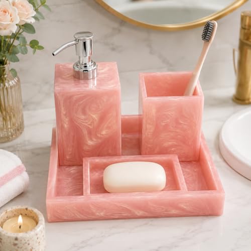 Ensemble de salle de bain de luxe rose layette chic 4 pièces - 4