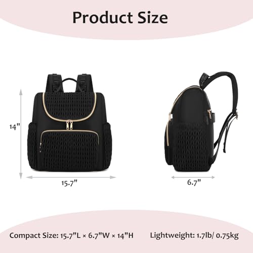 Image of LORADI Diaper Bag Backpack, Baby Shower Gifts, Black | Stroller Clips, Insulated Pockets, Water-resistant, Easy to Clean, Durable