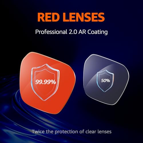 Image of TJUTR Sleep Blue Light Blocking Glasses for Women Men, Professional 2.0 AR Coatings Red Lens for Computer Reduce Eyestrain (A1 Black)