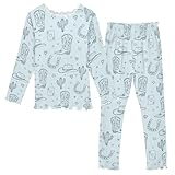 Exnundod Snug-fit Pajamas Sets Cowboy Boots Cactus...