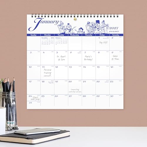 Image of AT-A-GLANCE 2027 Wall Calendar, Monthly, 12 inch x 12 inch Planner, Unruled Daily Blocks, Illustrator's Edition (G10001727)